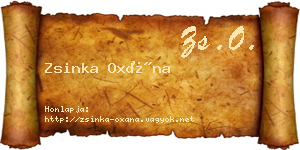 Zsinka Oxána névjegykártya